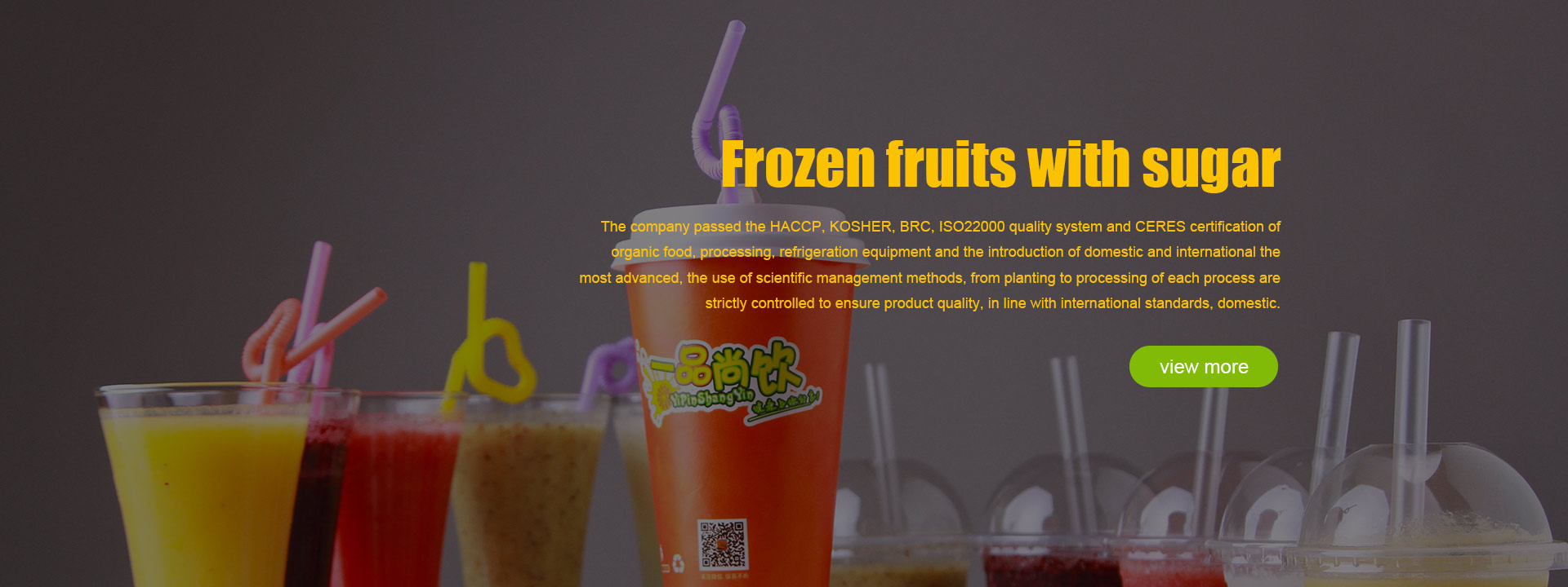 Frozen fruits with sugar